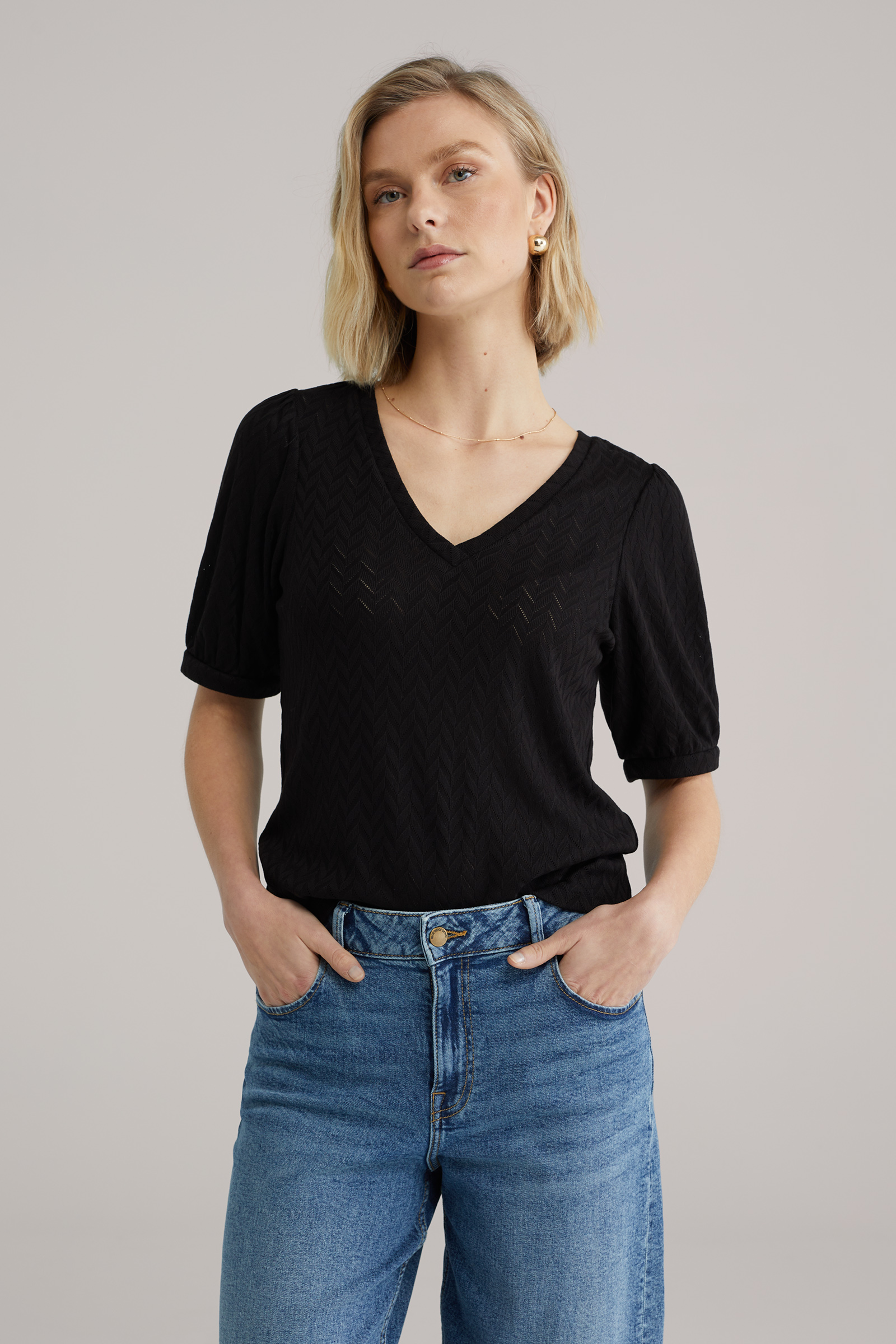 Dames T-shirt met opengewerkt structuur