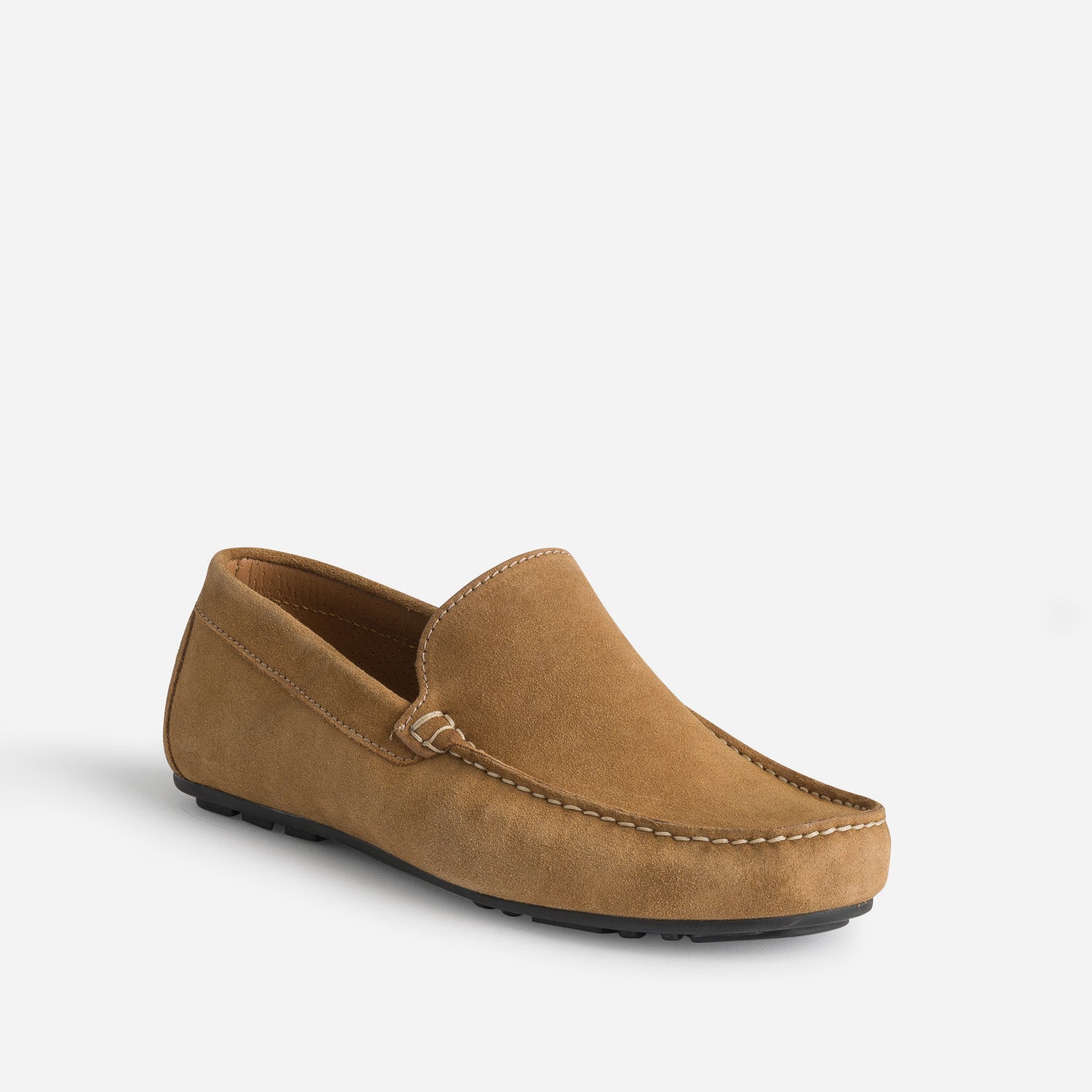 Mocassin camel en cuir velours