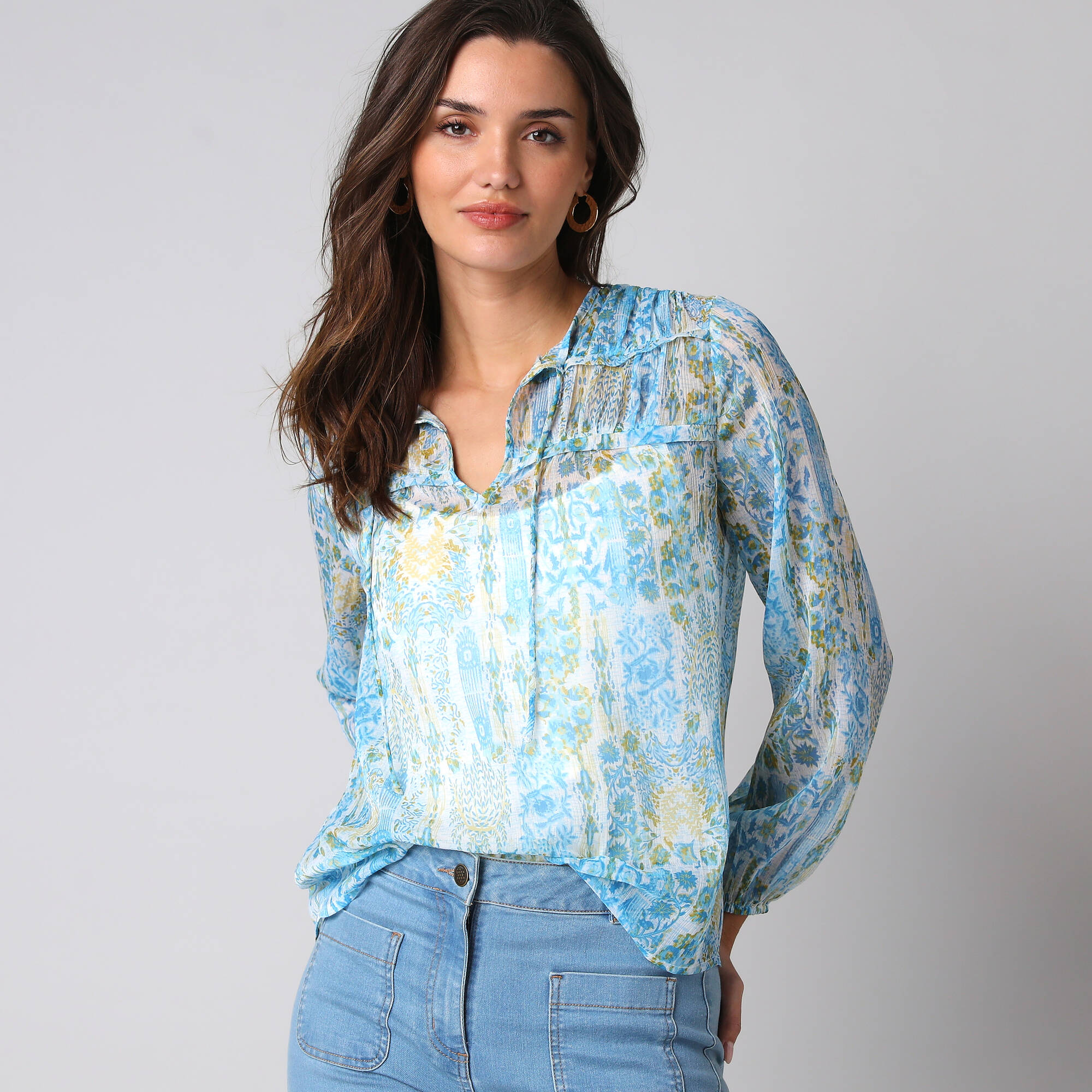 Blouse légère imprimée patch