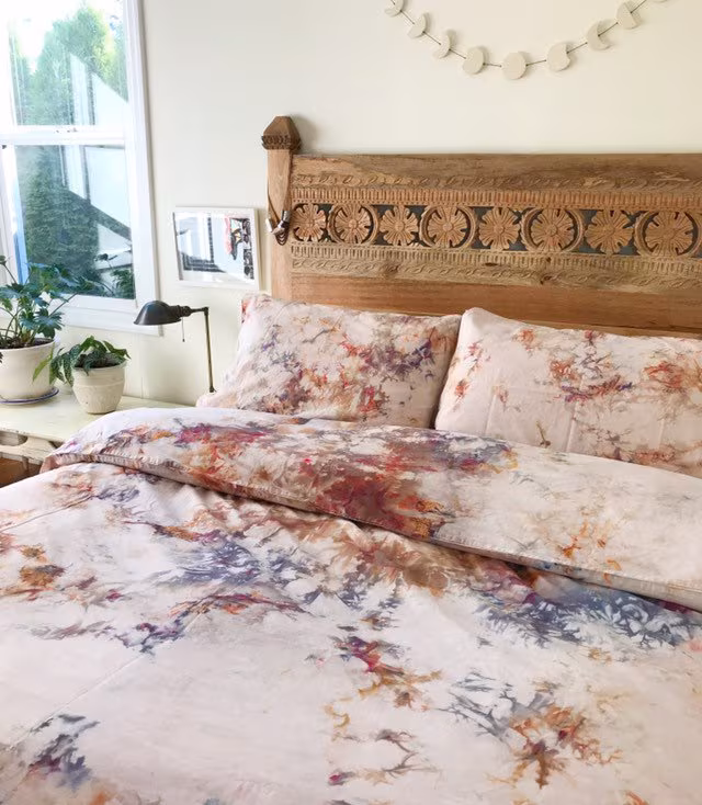 Phoenix Hand Dyed Cotton Duvet Cover Set, Boho Bedding