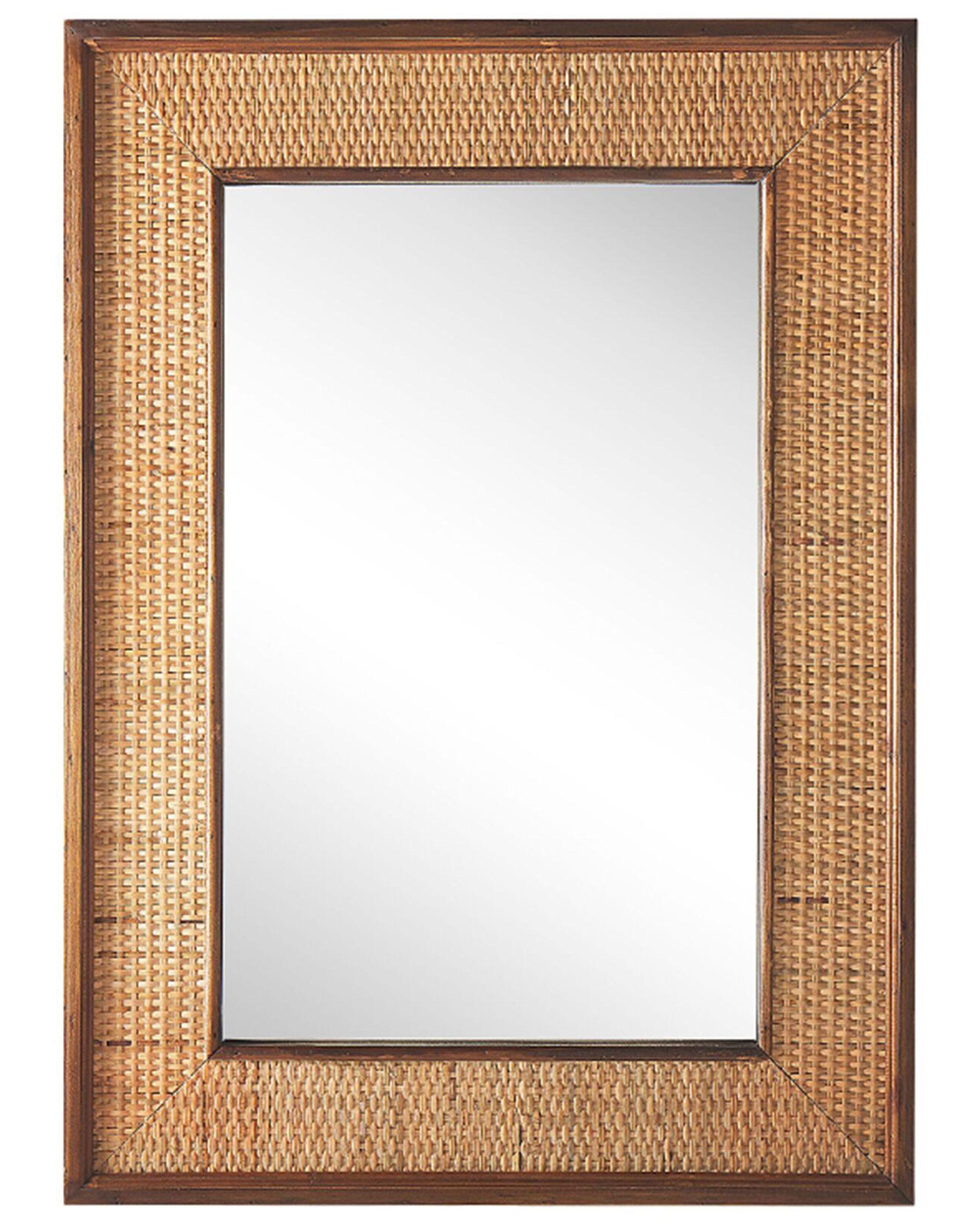 Wall Mirror IGUALA 54 cm 74 cm Bamboo Natural Ash Wood