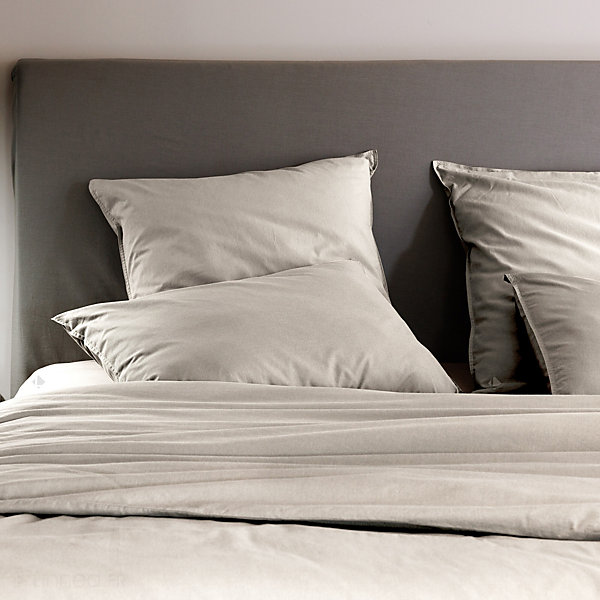 Housse de couette PALACE pur coton lavé 260x240 cm uni beige lin