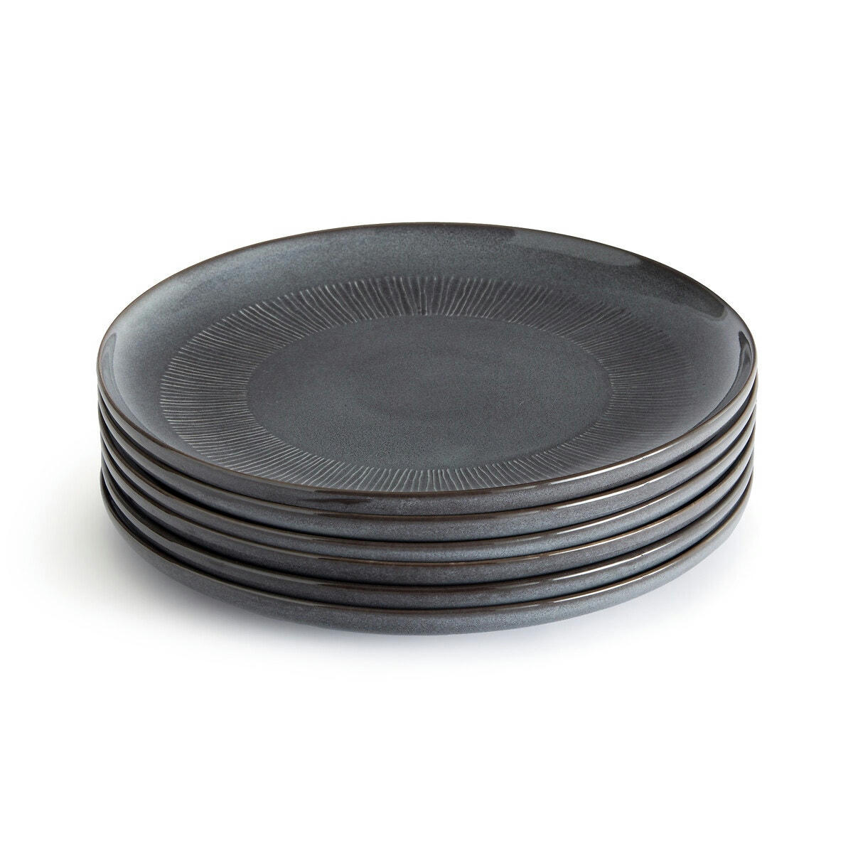 Lot de 6 assiettes plates grès émail réactif Edena