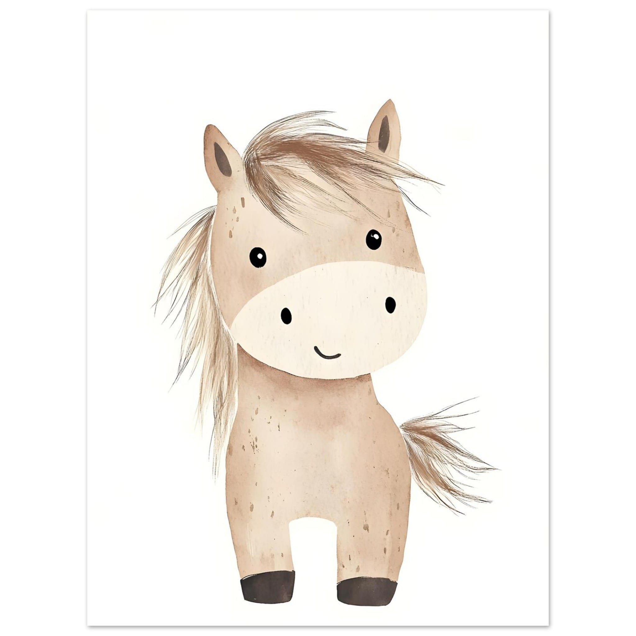 Artfulprints Poster Avontuurlijke pony  - 30x40 cm - beige