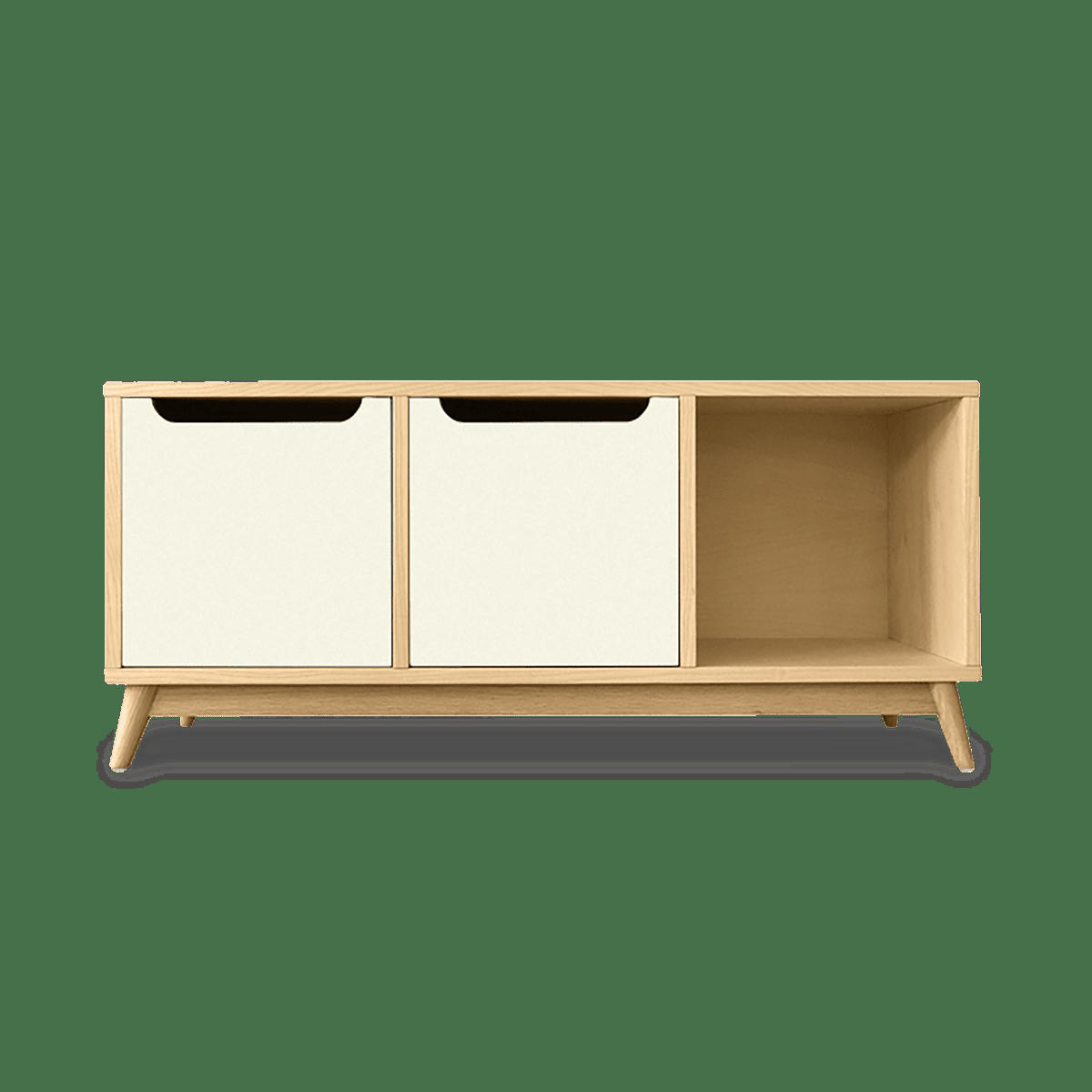 KILT - Meuble bas, 2 portes, 1 niche de rangement, chêne et creme.