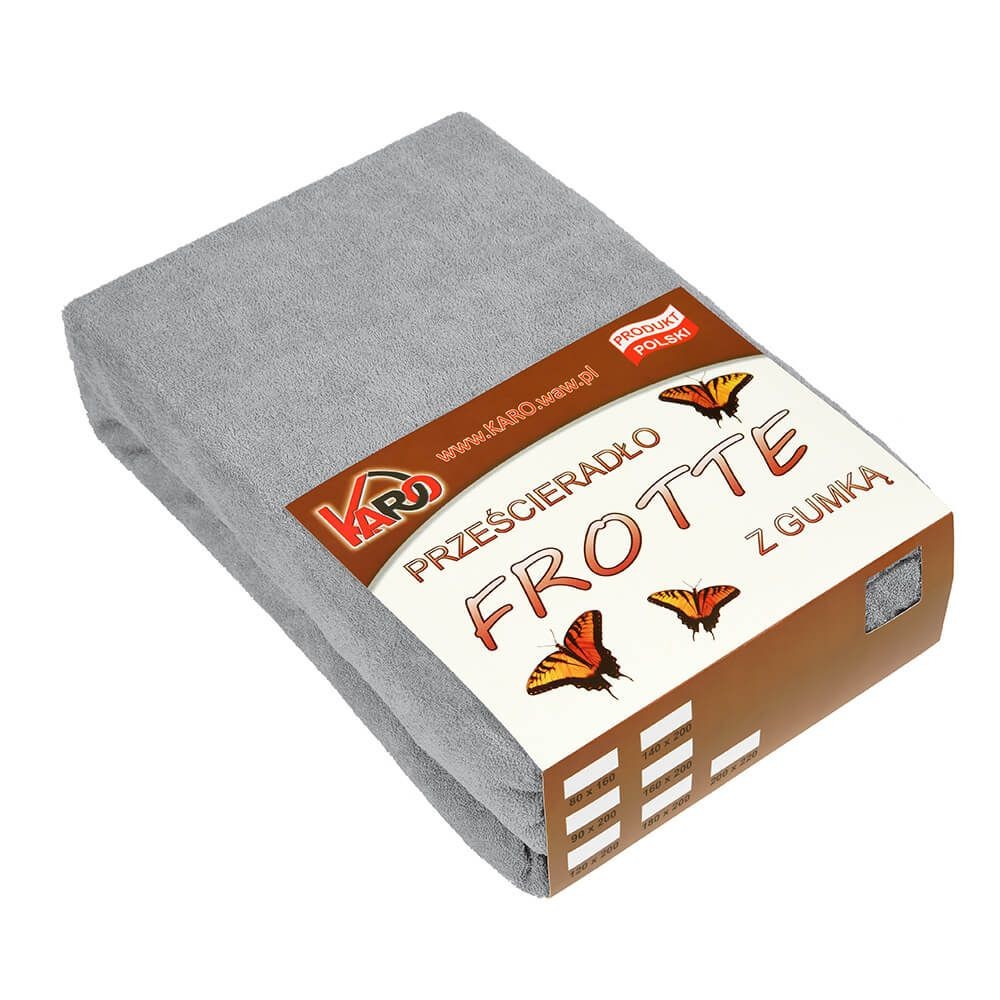 Prześcieradło frotte z gumką 160x200 szare 060 KARO