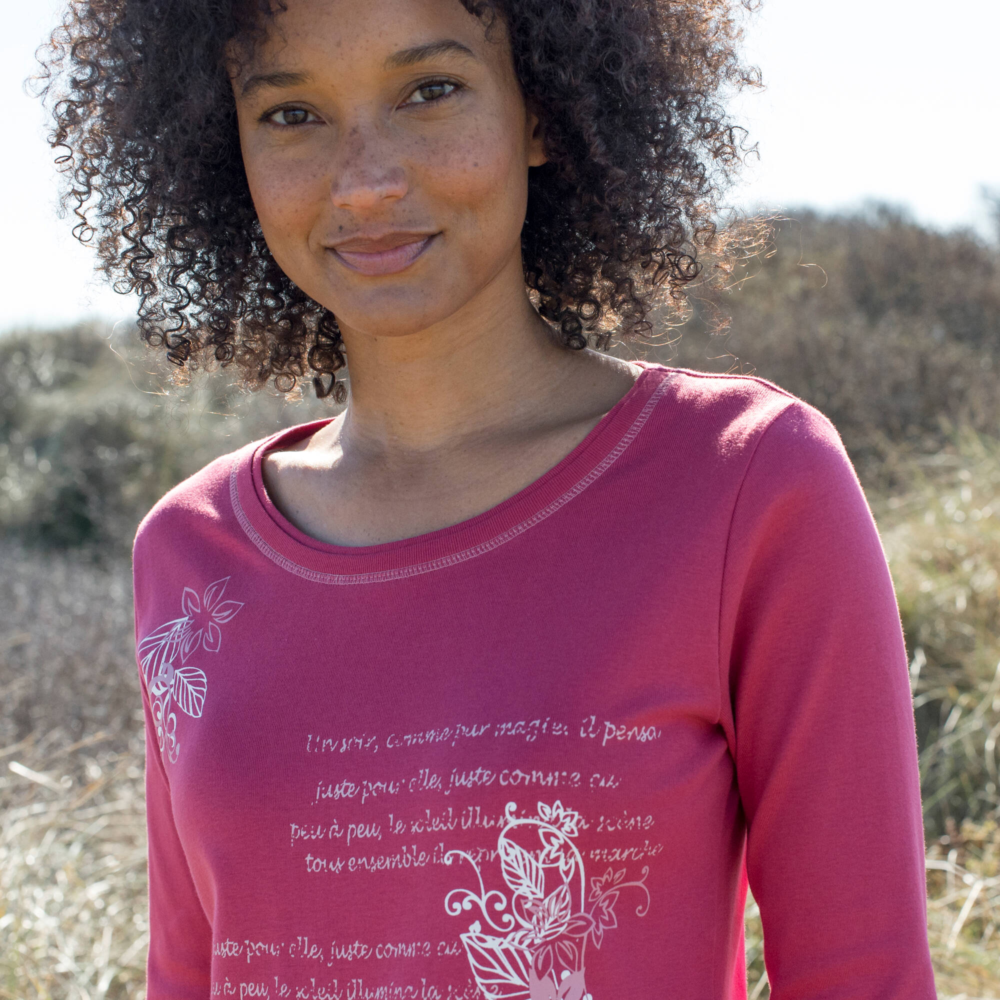 T shirt manches longues imprimé fleuri