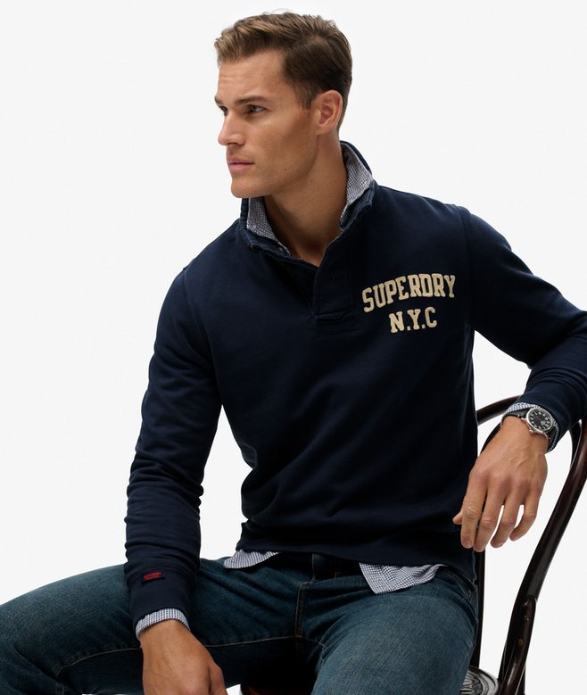 Vintage Athletic Henley Sweatshirt
