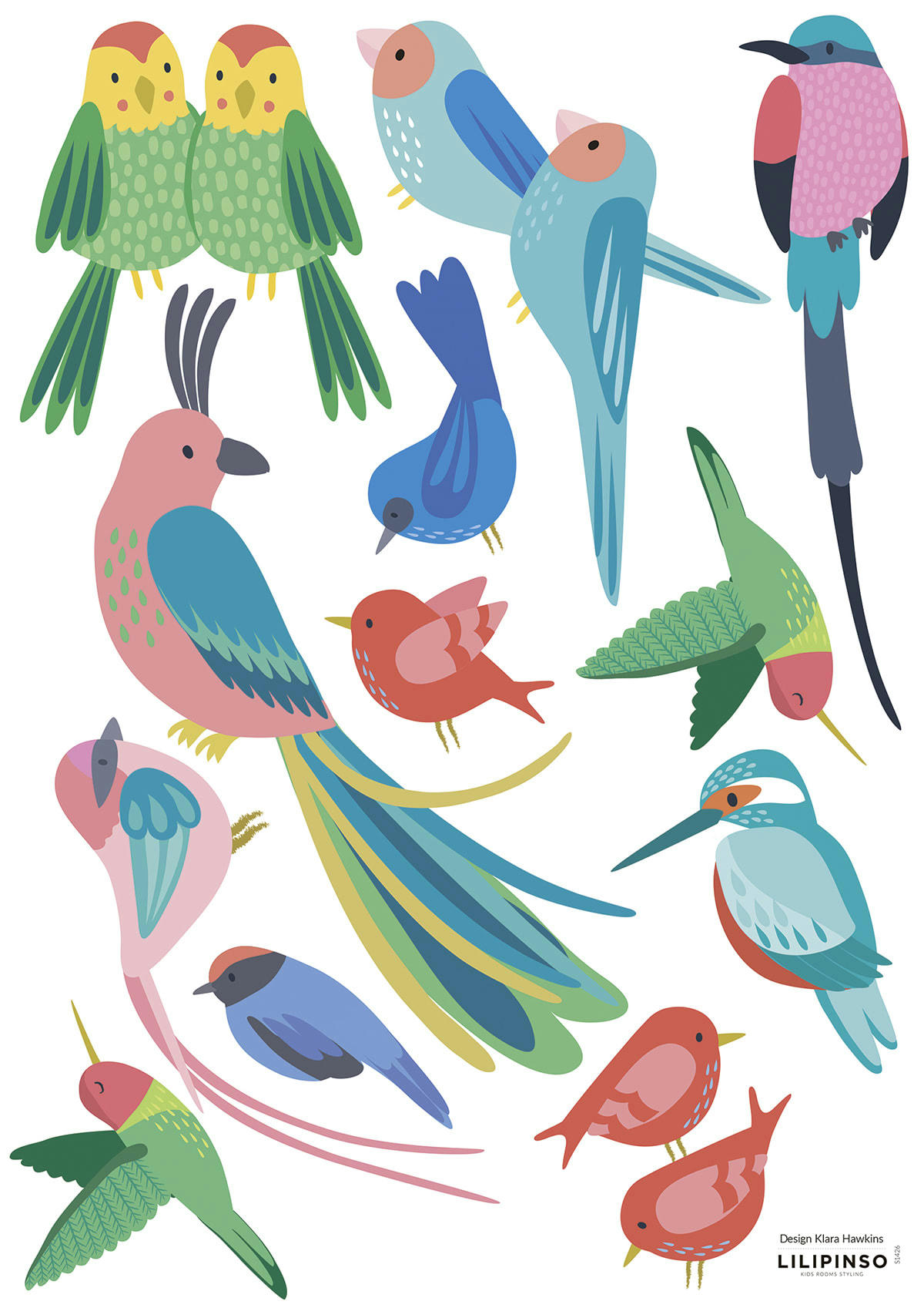 RIO - Stickers muraux perroquets en Vinyle Multicolore 29.7x42 cm