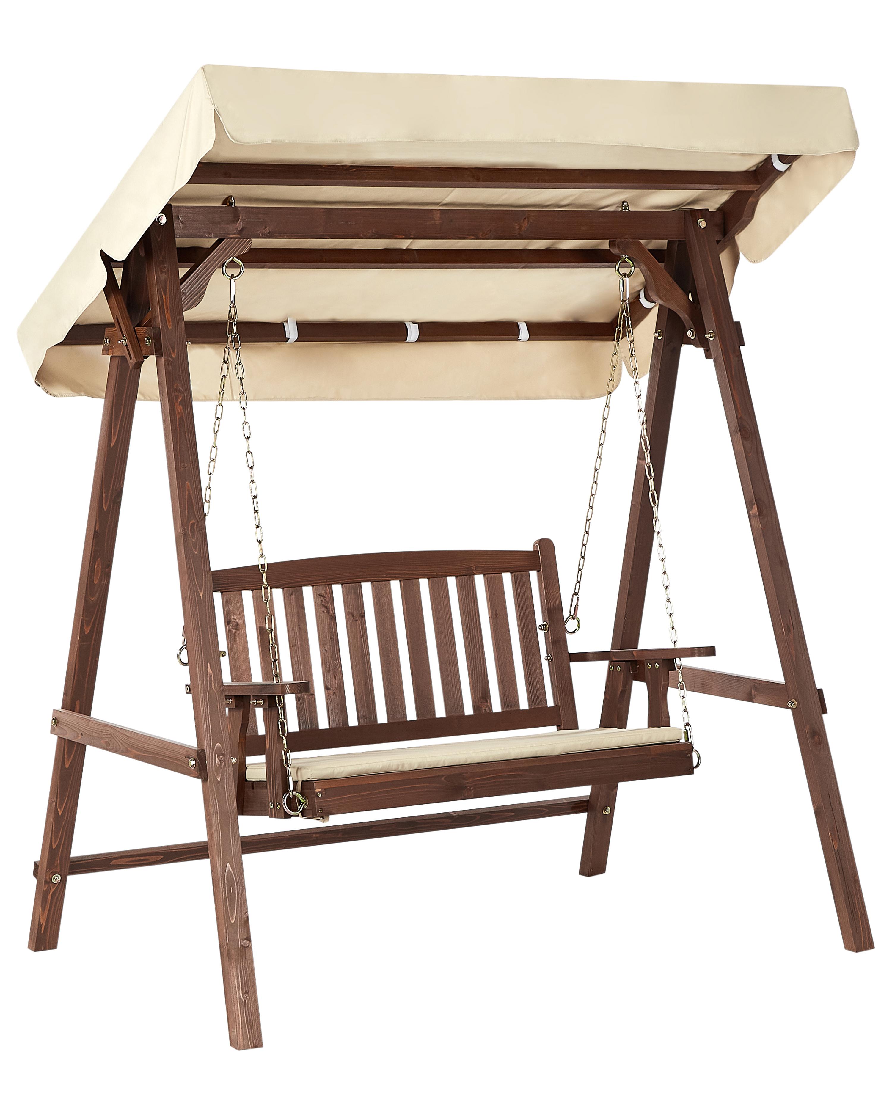 Patio Swing CAVIOLA Spruce Wood Dark Brown