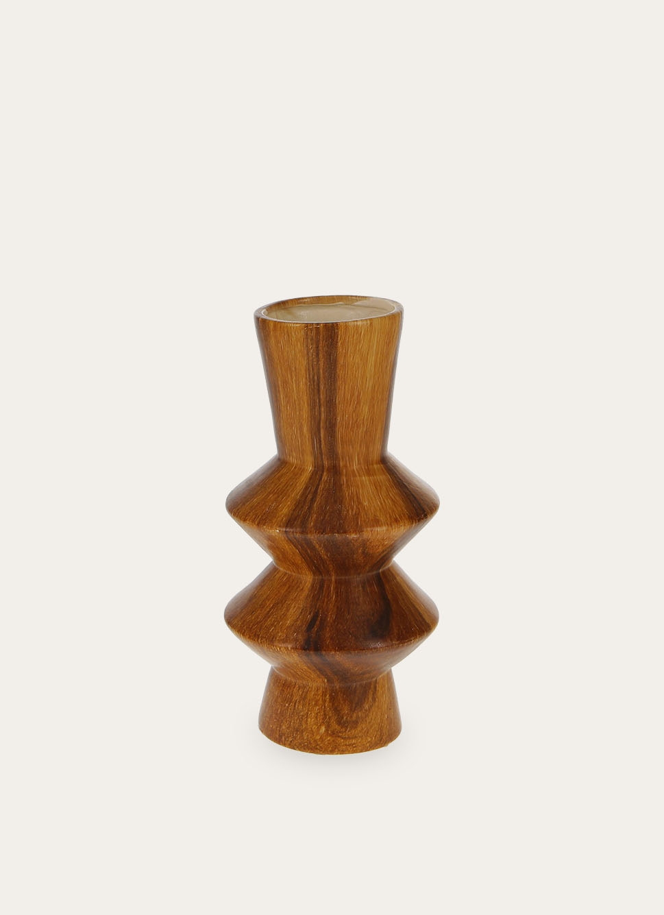 VASE EN CÉRAMIQUE IMITATION BOIS MARRON