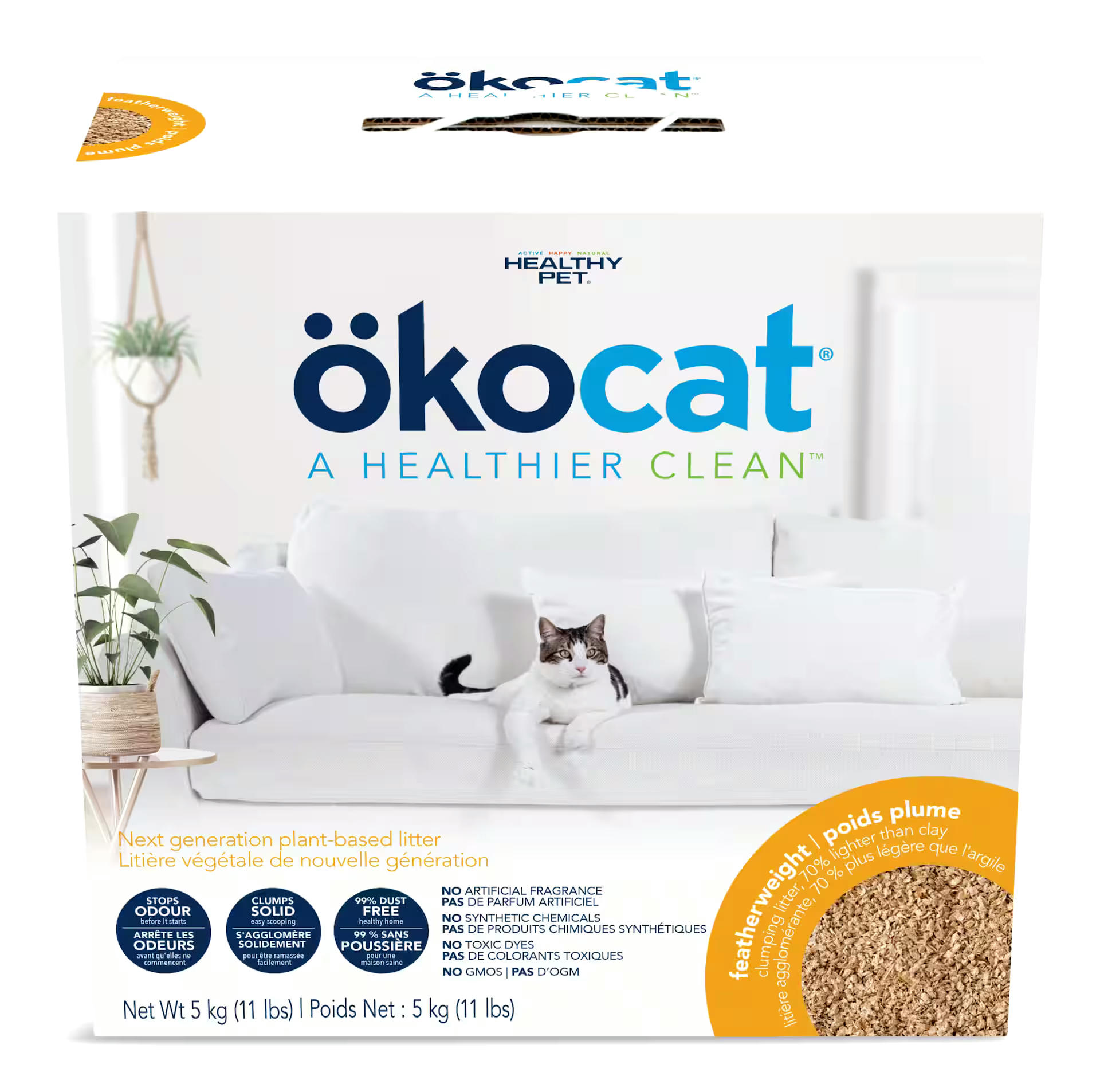 Okocat Featherweight Clumping Cat Litter, 4.8-5 kg