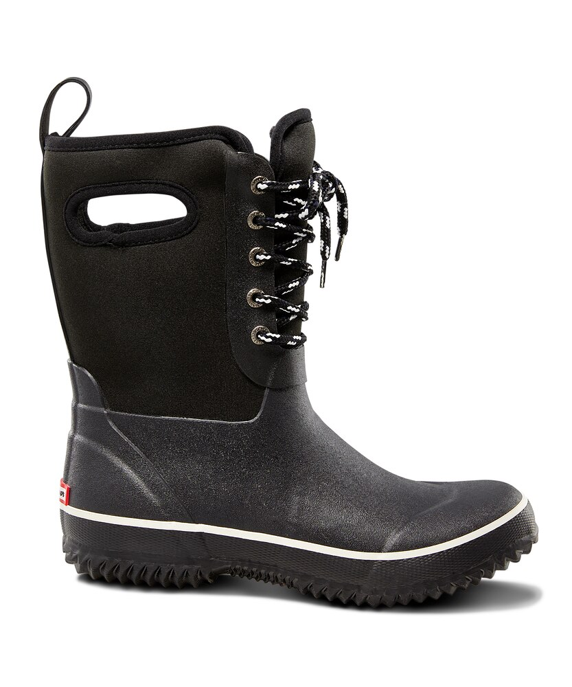 WindRiver Women's Hurricane Waterproof Mid Lace Up Neoprene Rain Boots - Black