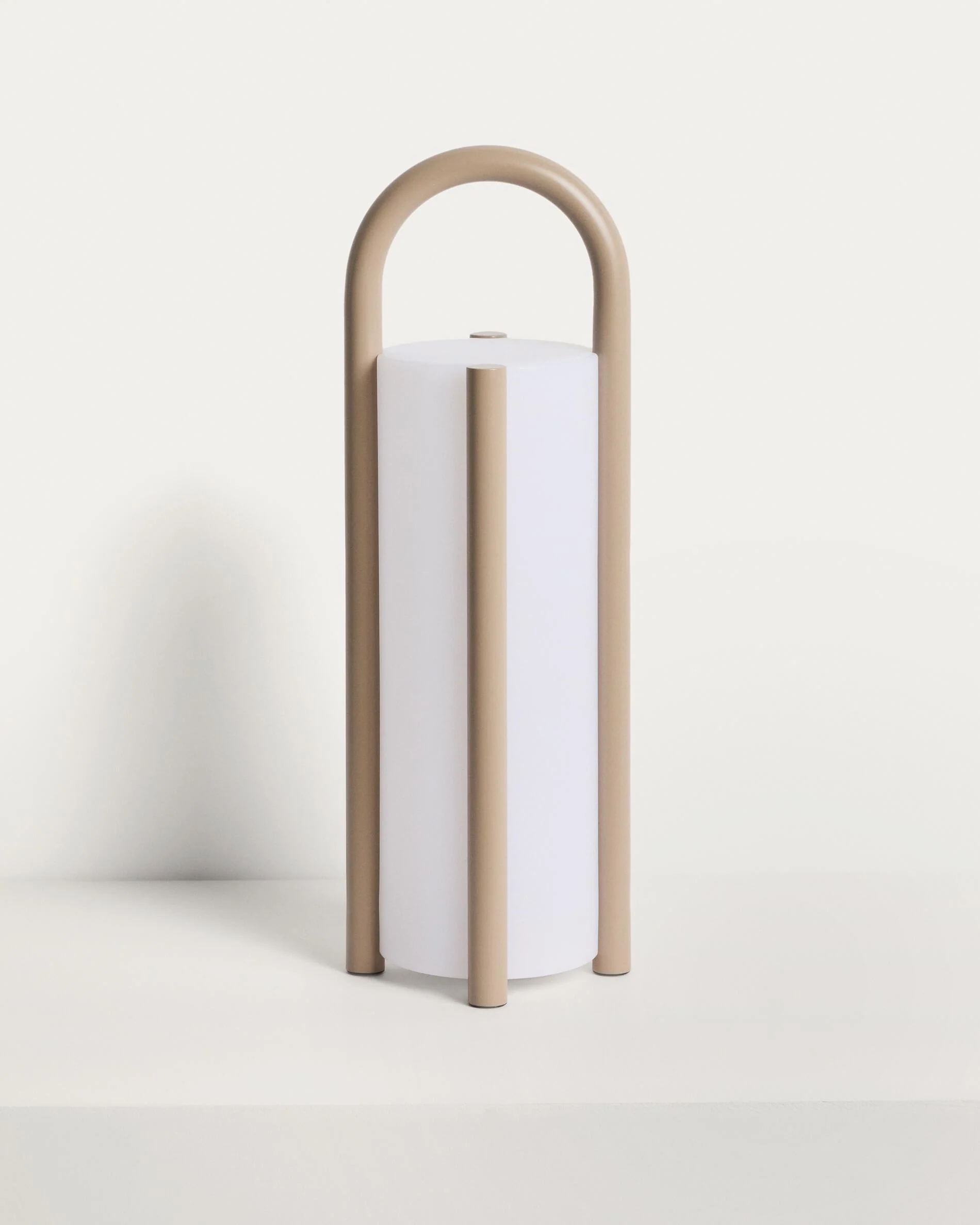 Leros large portable table lamp in taupe polyethylene and steel