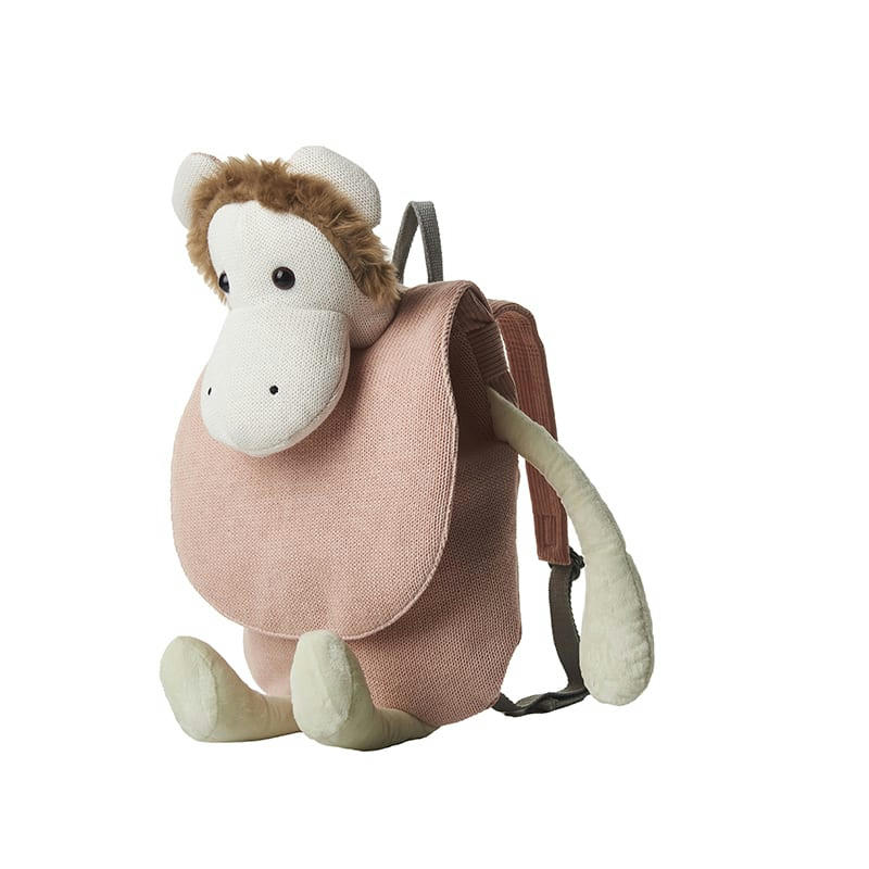 MOCHILAS - Sac à dos 100% coton petite singe rose