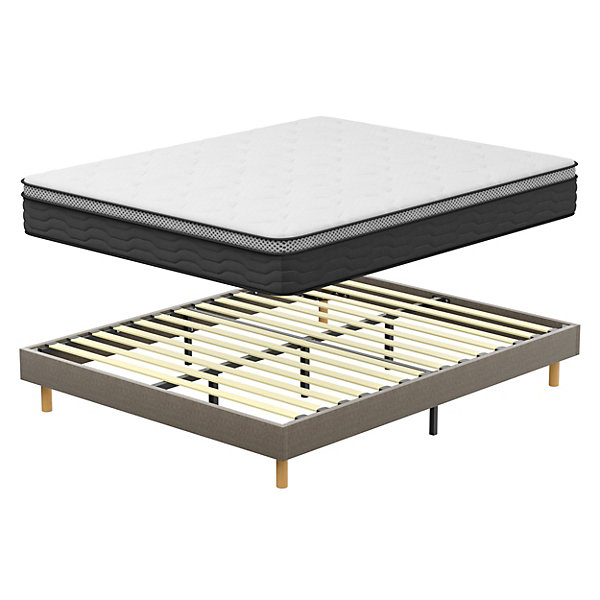 Ensemble Matelas Ressorts 160x200 cm Epaisseur 30 cm   Sommier Déco