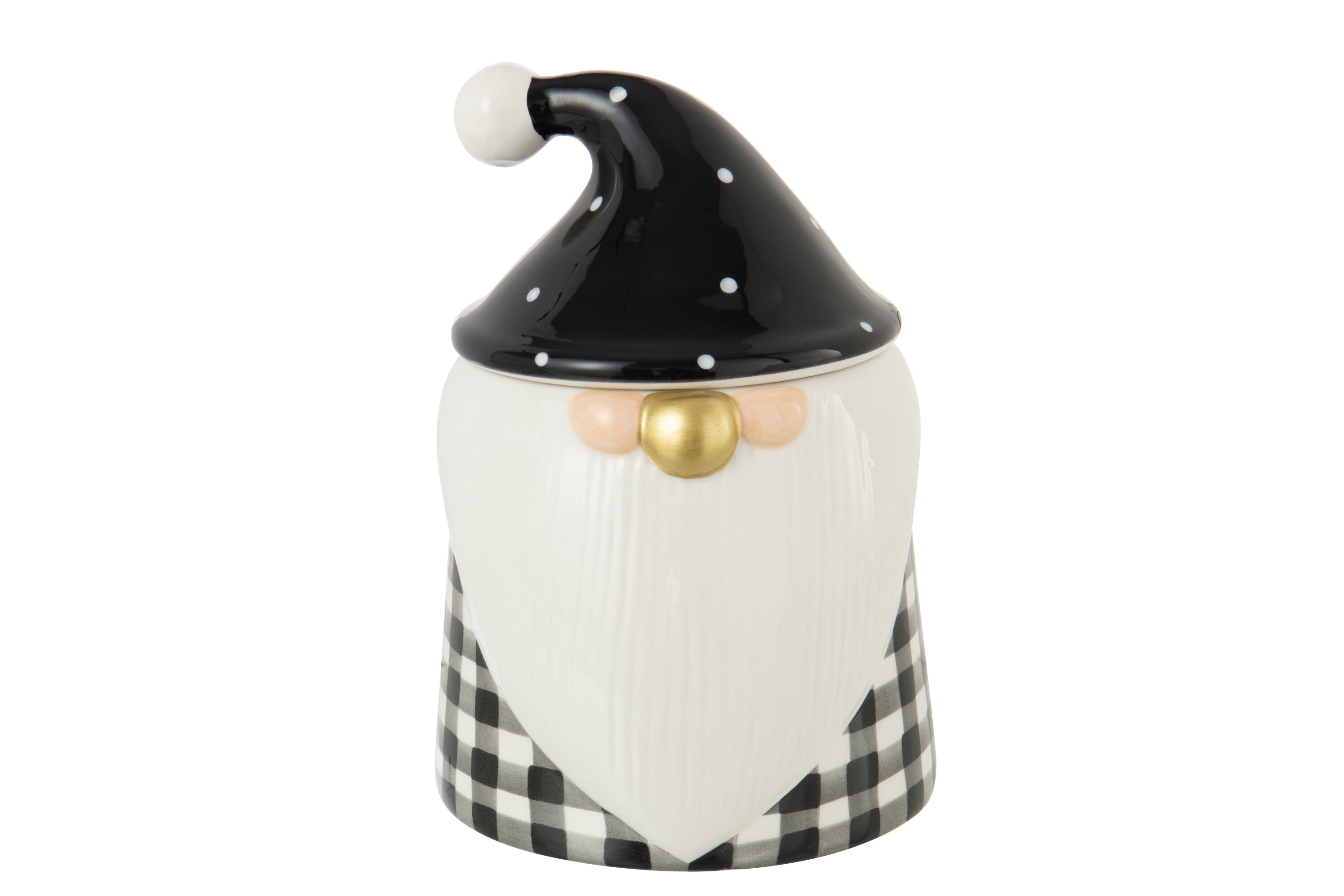 J-Line voorraadpot Kerstman Dolomiet - keramiek - zwart/wit