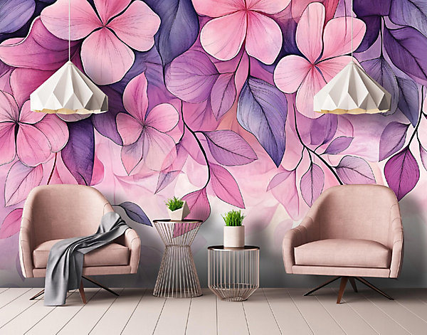 Papier Peint Fleuri Fleurs Panoramique Intissé 250x175 cm - Colle Inclus - Moderne XXL Papier Peint por Chambre Salon