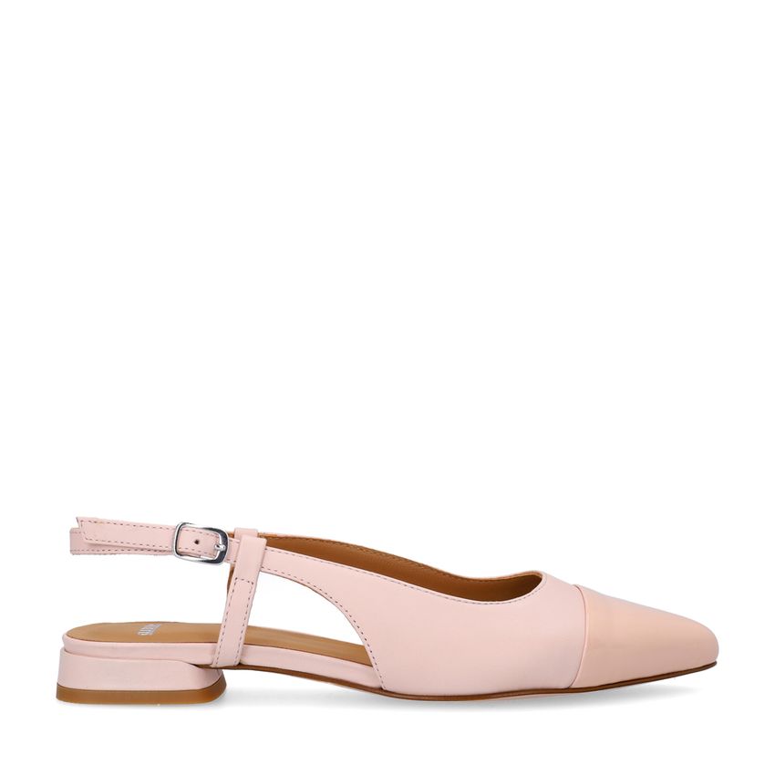 Manfield Roze leren slingbacks met lakleren neus