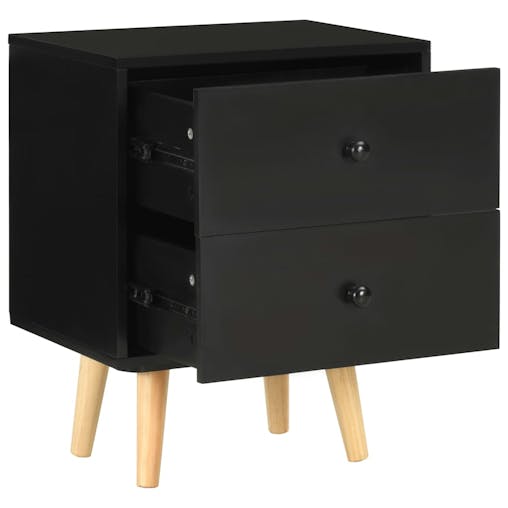 NNEVL Bedside Cabinets 2 pcs Black 40x30x50 cm Solid Pinewood