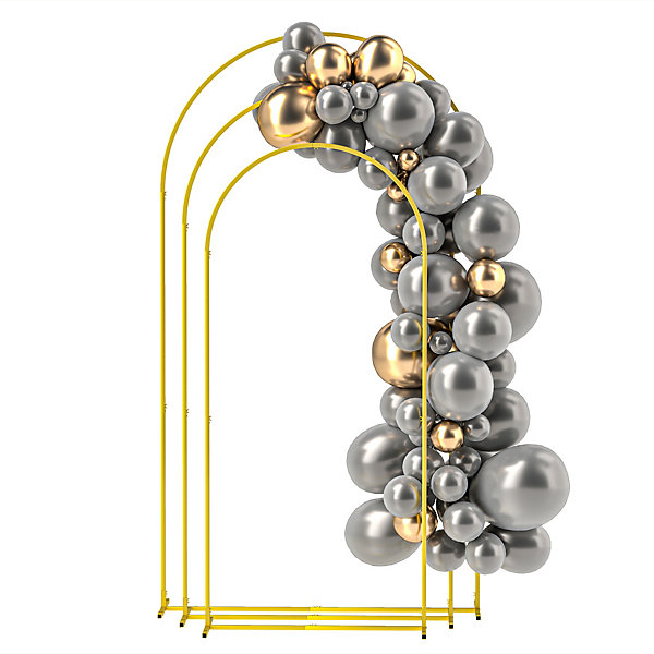 Arches décoratives - lot de 3 arches de mariage - arches de ballon - dim. 120L x 40l x 220H cm - métal doré