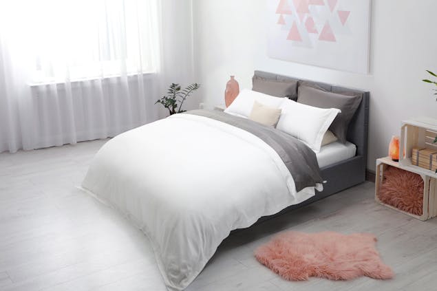 NNEKGE 1200TC Cotton Rich Quilt Cover Set (White Queen)