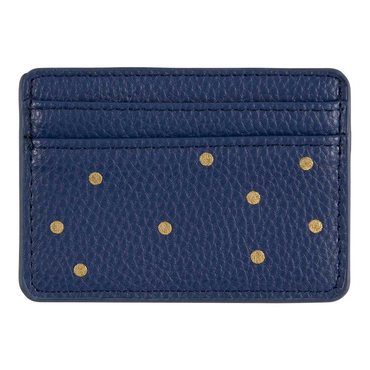 - Porte-cartes Pois Dorés - Bleu Marine
