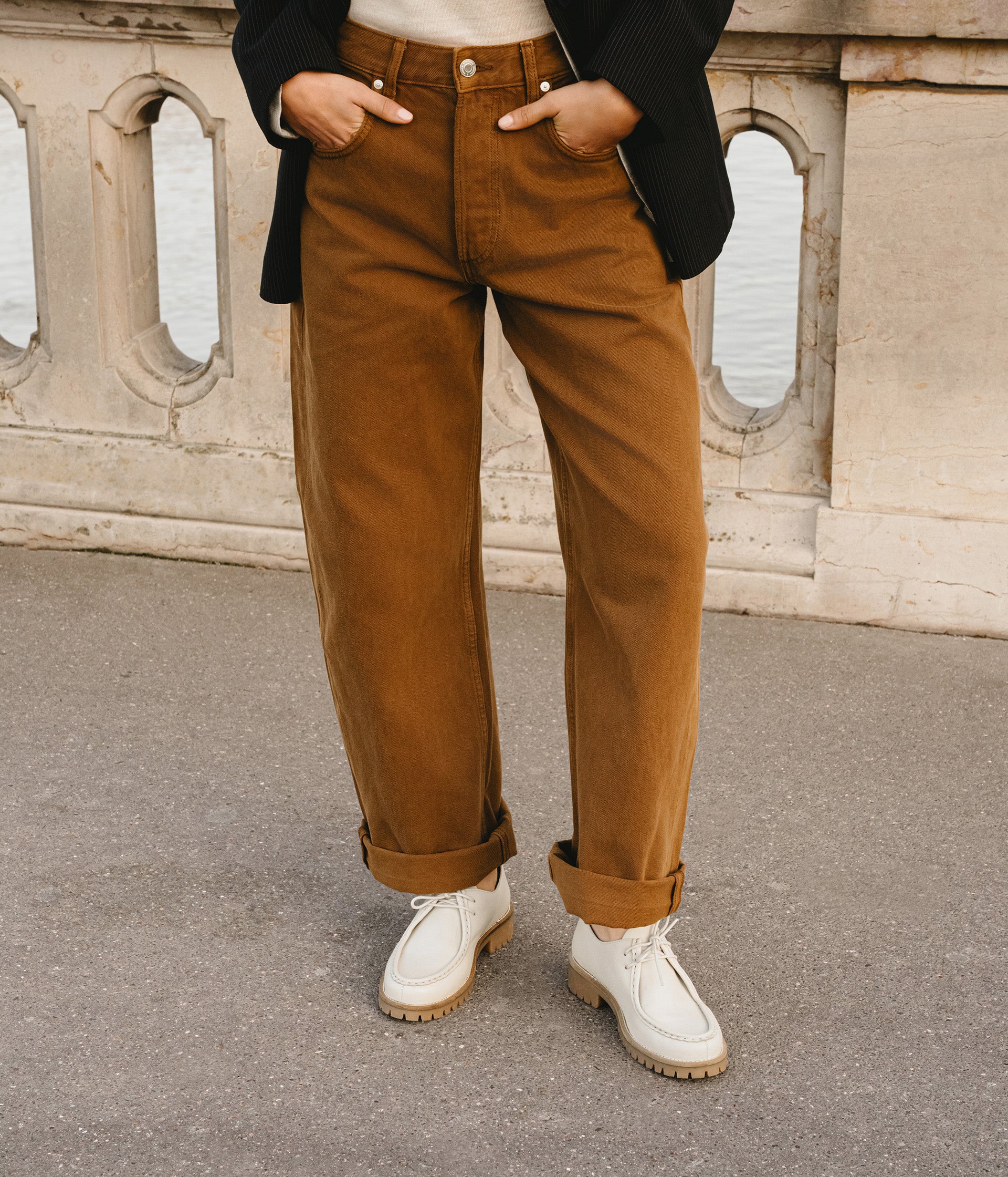 Derbies en cuir blanc Georgette
