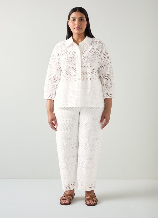 Edie White Broderie Anglaise Trousers