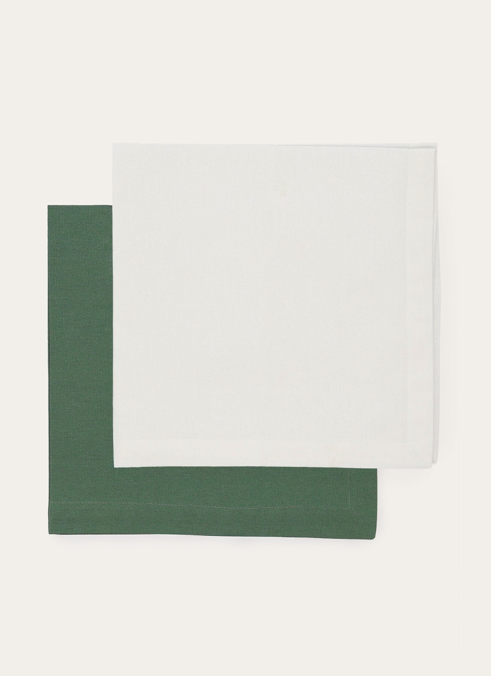 LOT 4 SERVIETTES EN COTON BLANC/VERT