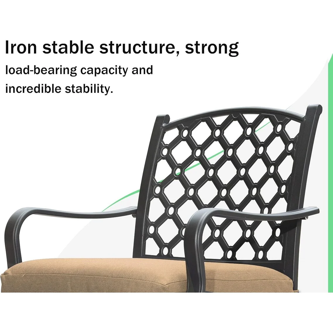 Outdoor 7 pcs Patio Dining Set, Metal Dining Table, Swivel and Dining Chairs Conversation Set with Removable Beige Cushi