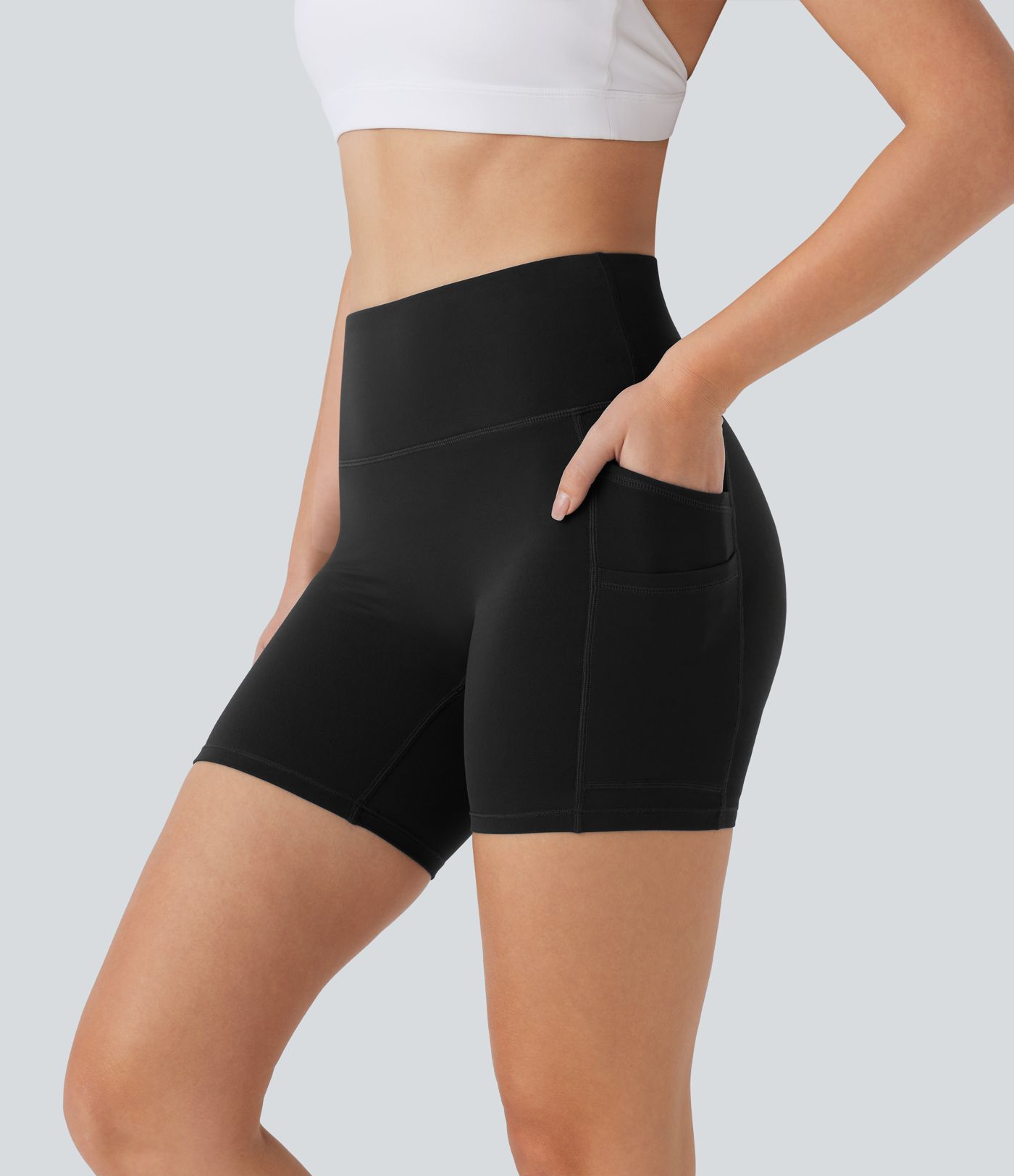 Short de yoga Softlyzero™ 12,5cm taille haute avec doubles poches - Protection UPF50