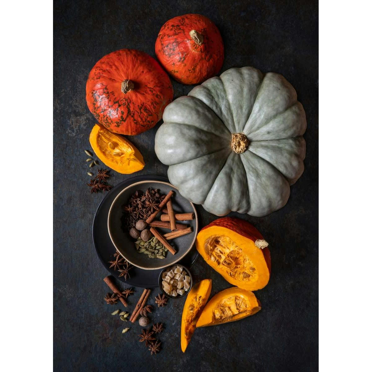 CUISINE - Tableau sur verre citrouilles 30x45 cm