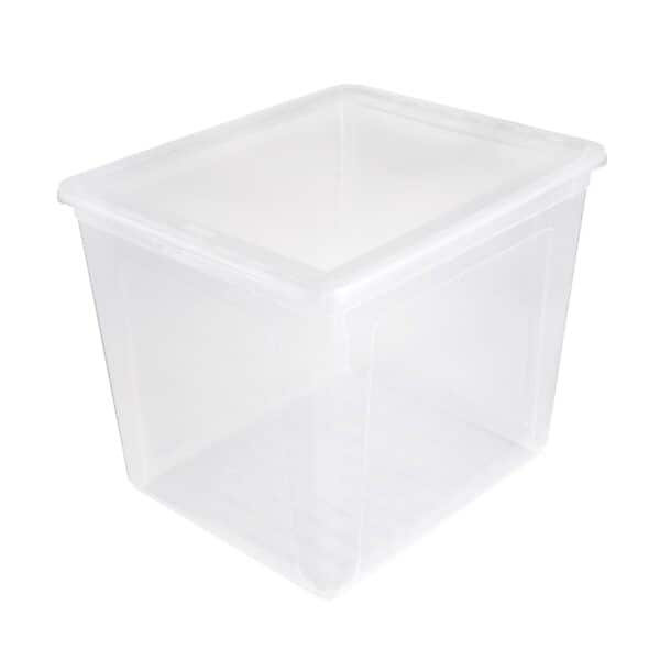 Boîte de rangement transparente avec aération pour vêtements 30 litres