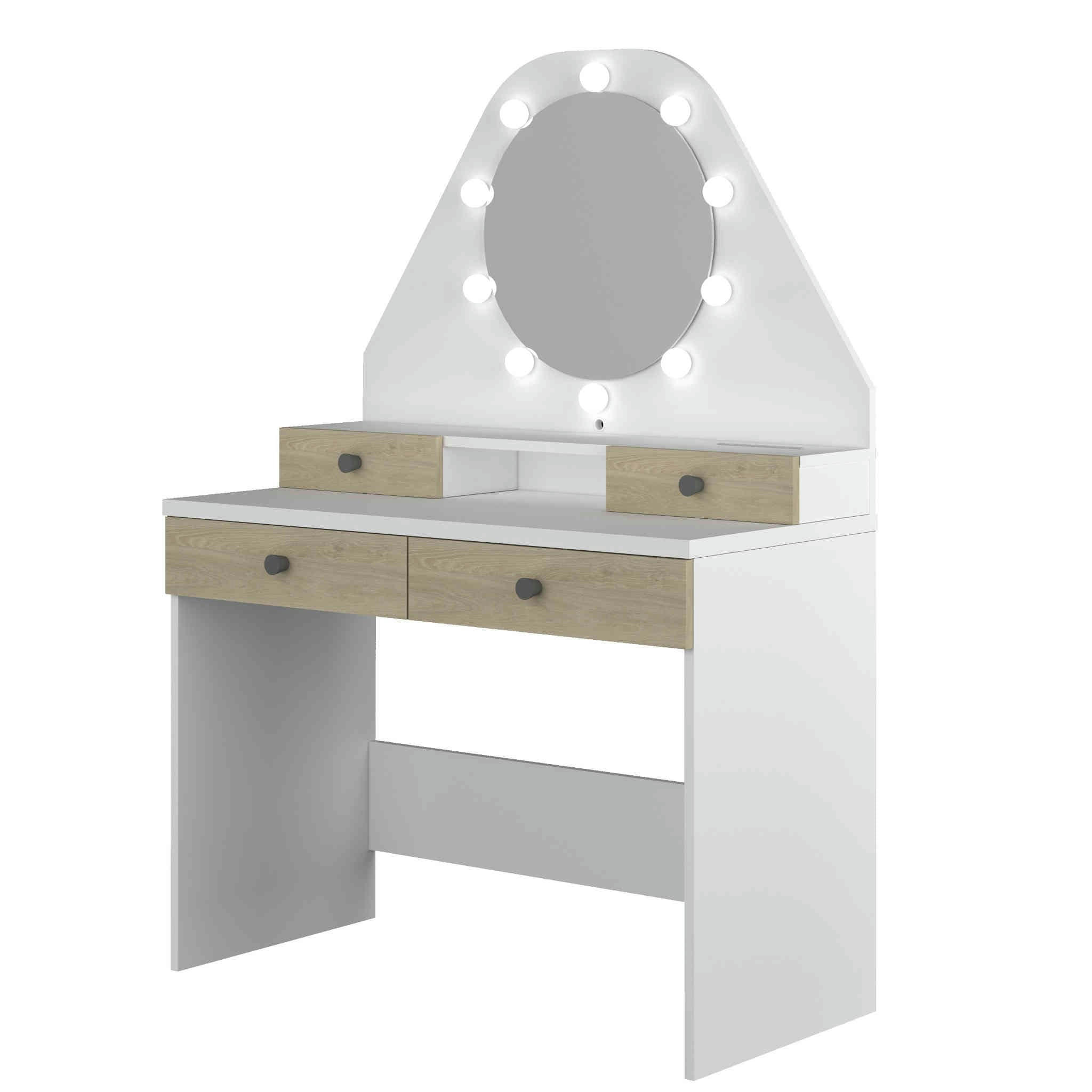 - Coiffeuse enfant avec miroir en bois blanc