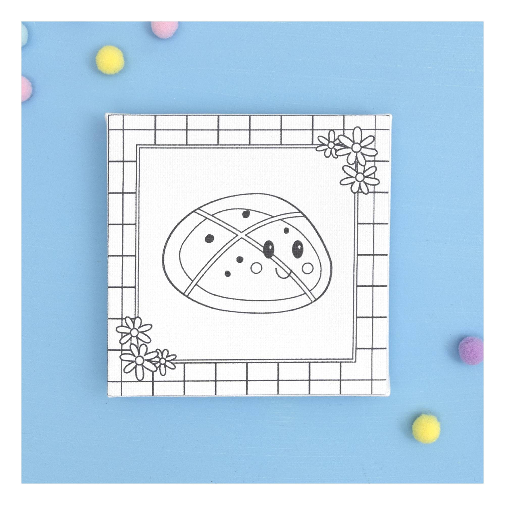 Mini Hot Cross Bun Colour-in Canvas