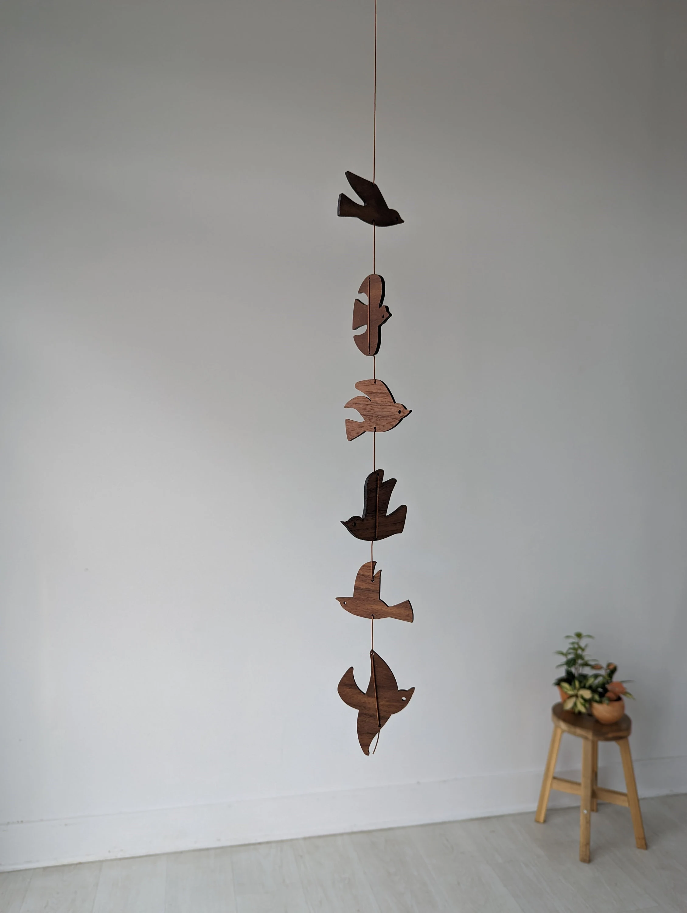 Birds in Flight Mobile - Wooden Garland - Flying Birds Design