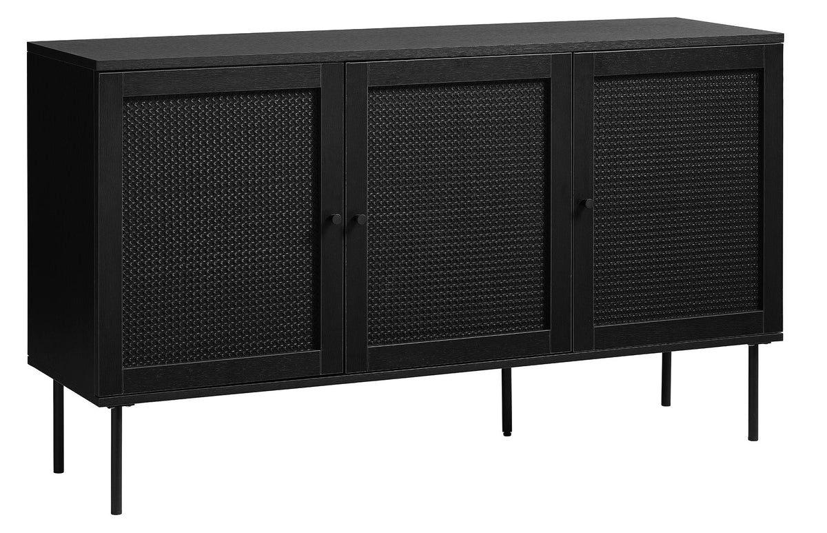 Rebellenclub Dressoir Berley - Zwart met Rattan