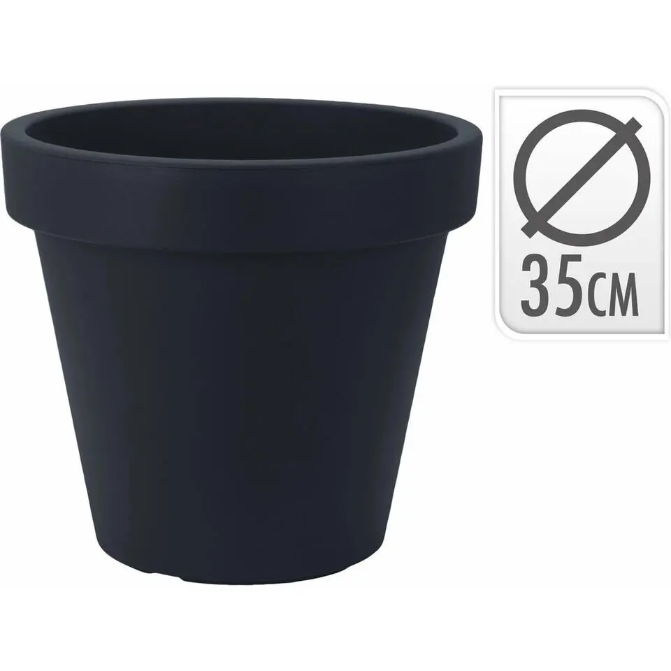 Bloempot - antraciet - kunststof - rond - 35 cm
