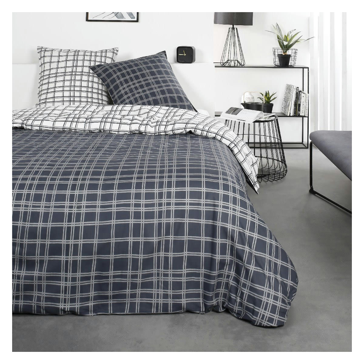 SUNSHINE DANI - Parure de lit 2 personnes imprimé en Coton Blanc 220x240 cm