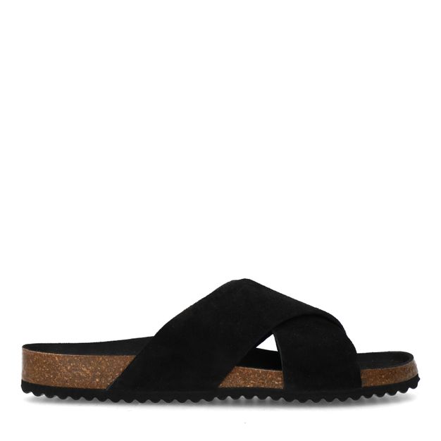 Zwarte suède slippers