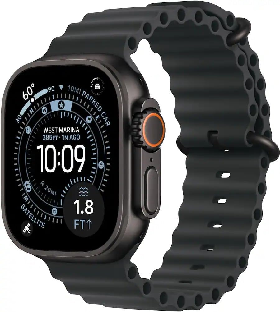 Apple Watch Ultra 3 [GPS + Cellular  49mm] Black Titanium Case with Black Ocean Band (Renewed)
