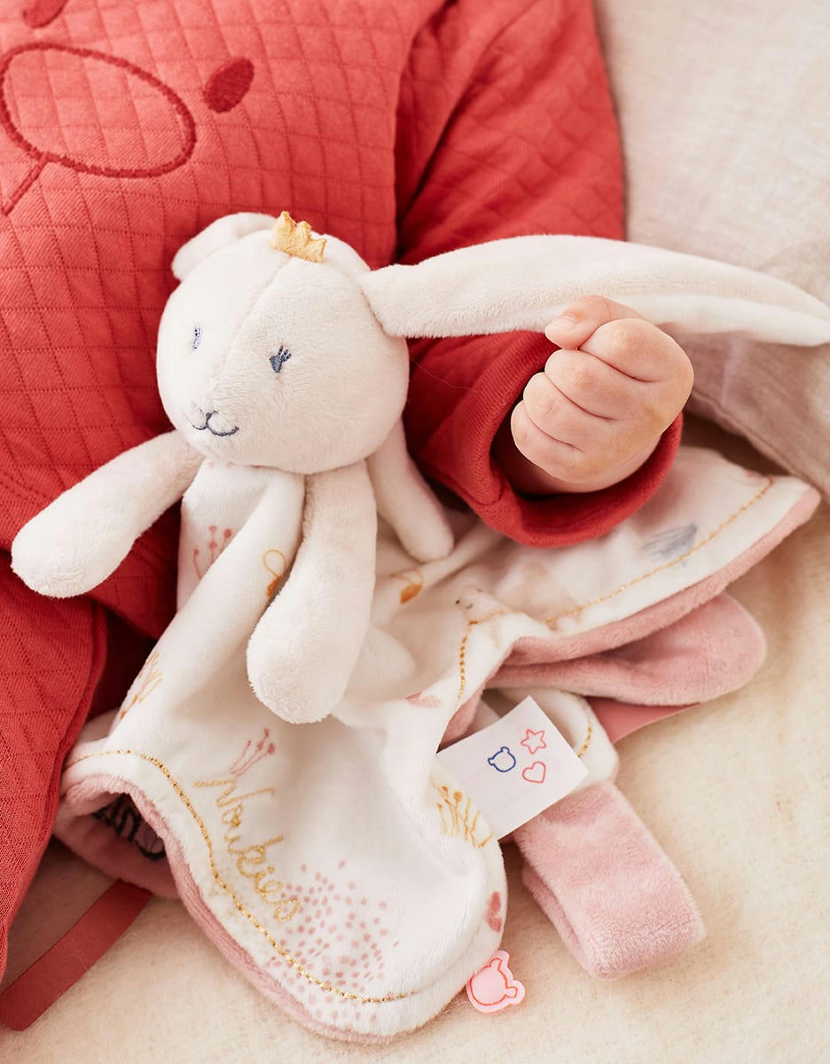 - Doudou Pili en Veloudoux, écru/rose clair