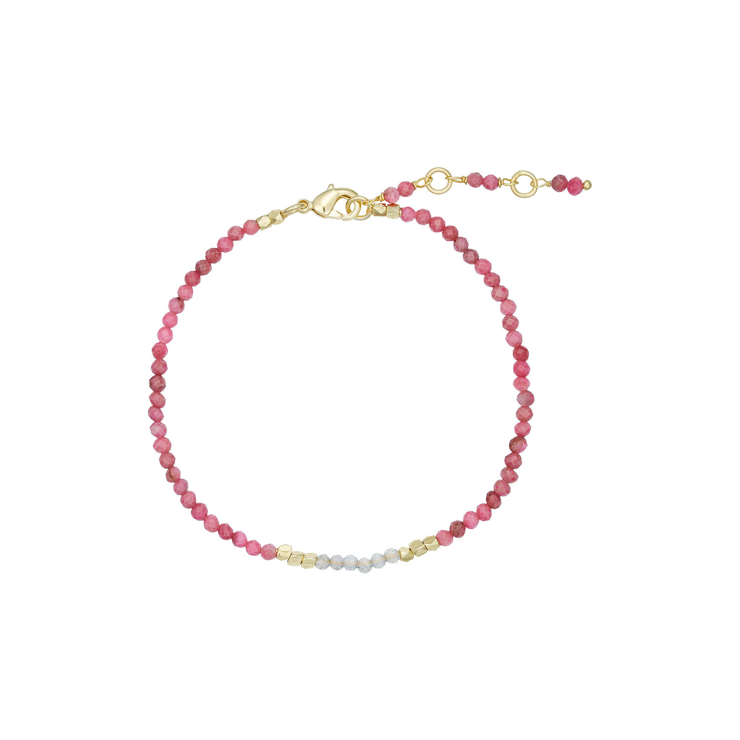 Lea armb&aring;nd m. &aelig;delstene, goldplated/rhodolite
