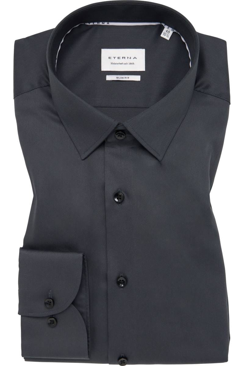 ETERNA Slim Fit Hemd anthrazit, Einfarbig