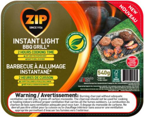 Zip One-Time Use Instant Light Disposable BBQ Grill