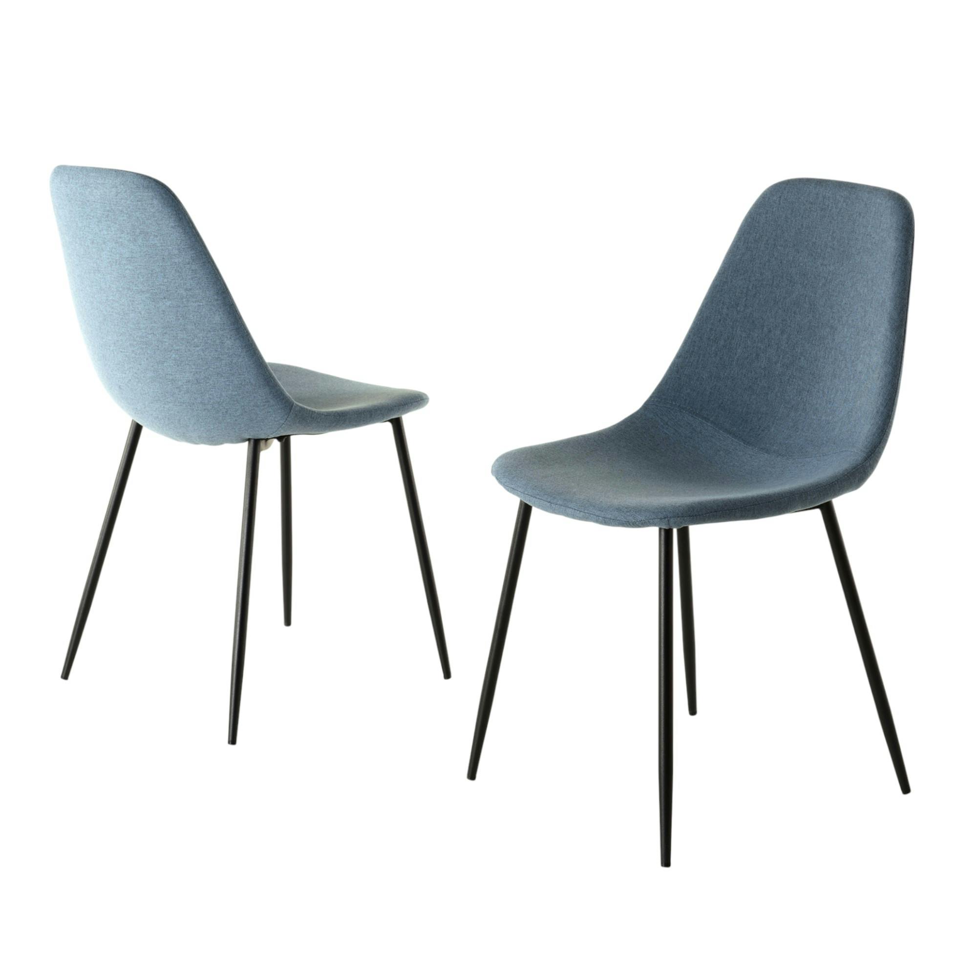 Chaise tissu bleu TIM (lot de 2)