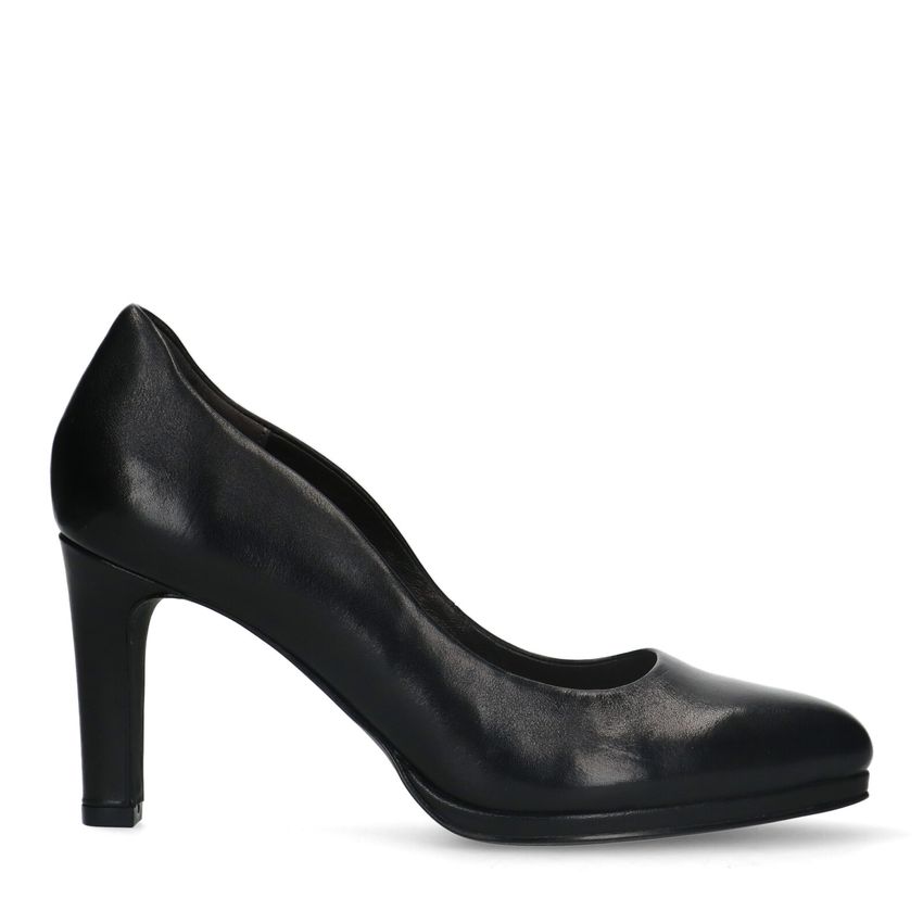 Manfield Zwarte leren pumps