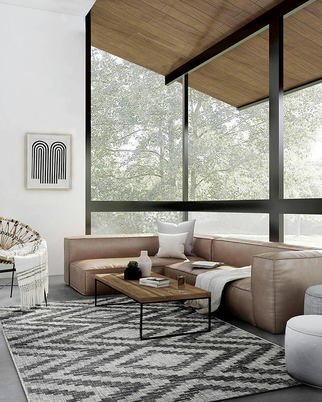 ETNO - Tapis intérieur extérieur en polypropylène gris anthracite 200x280 cm