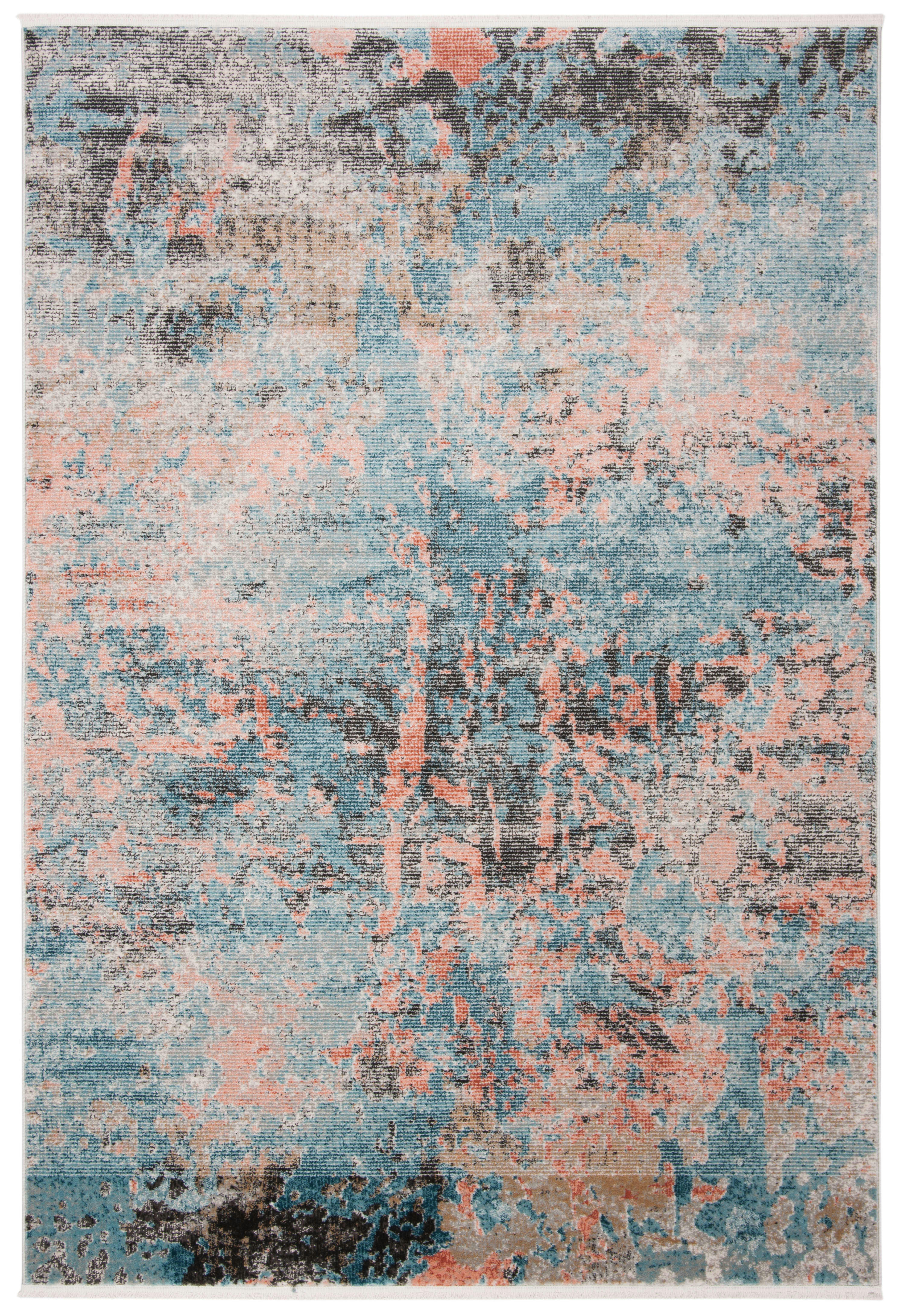 SHIVAN - Tapis de salon interieur en bleu & ivoire, 183 x 274 cm
